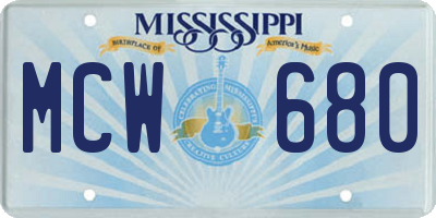 MS license plate MCW680