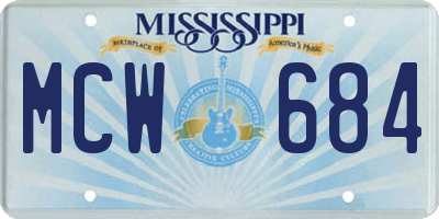 MS license plate MCW684