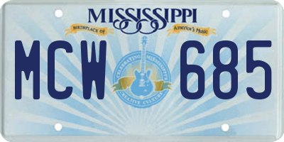 MS license plate MCW685