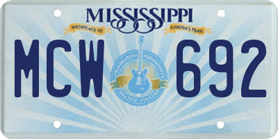 MS license plate MCW692