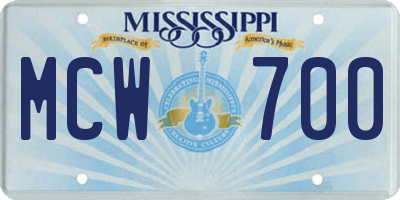 MS license plate MCW700
