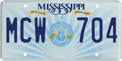 MS license plate MCW704