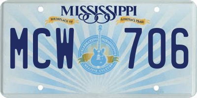 MS license plate MCW706