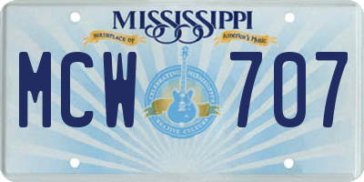 MS license plate MCW707