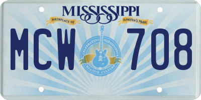 MS license plate MCW708