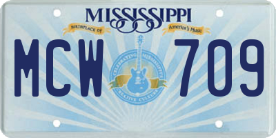 MS license plate MCW709
