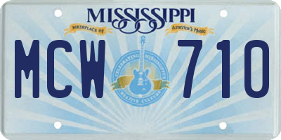 MS license plate MCW710
