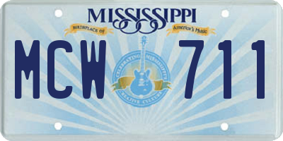 MS license plate MCW711
