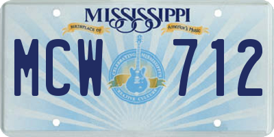 MS license plate MCW712