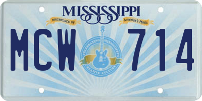 MS license plate MCW714