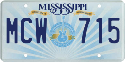 MS license plate MCW715