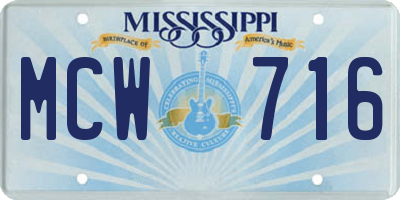 MS license plate MCW716