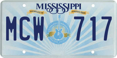 MS license plate MCW717