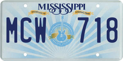 MS license plate MCW718