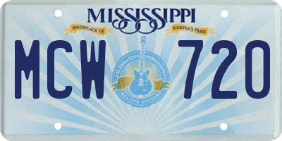 MS license plate MCW720