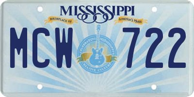 MS license plate MCW722