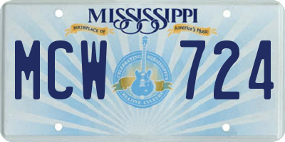 MS license plate MCW724