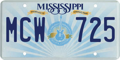 MS license plate MCW725