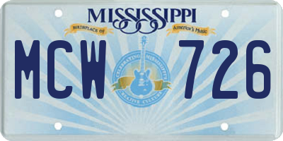 MS license plate MCW726