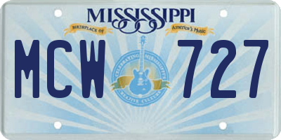 MS license plate MCW727