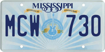 MS license plate MCW730