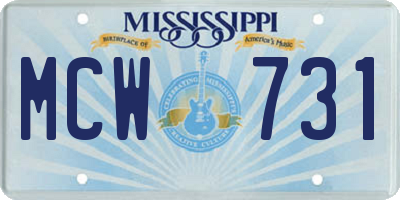 MS license plate MCW731