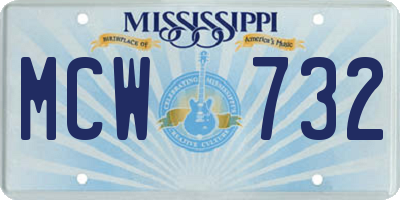 MS license plate MCW732