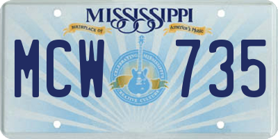 MS license plate MCW735