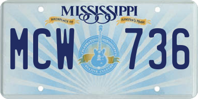 MS license plate MCW736