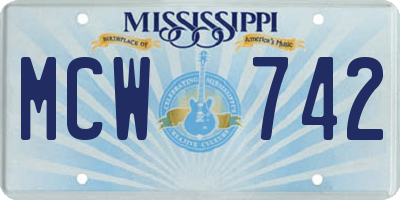 MS license plate MCW742