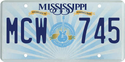 MS license plate MCW745