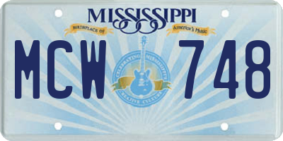 MS license plate MCW748