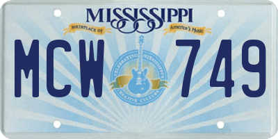 MS license plate MCW749