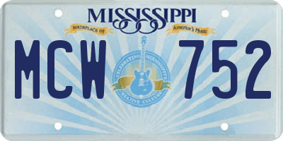 MS license plate MCW752