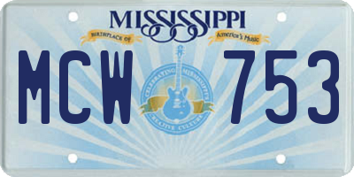 MS license plate MCW753