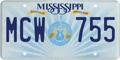 MS license plate MCW755