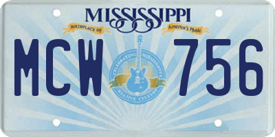 MS license plate MCW756