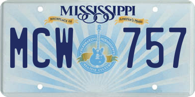 MS license plate MCW757