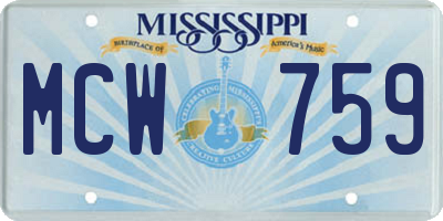 MS license plate MCW759