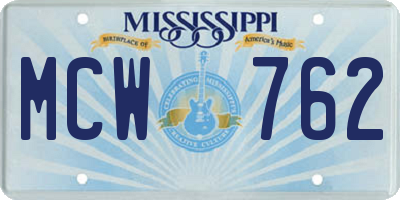 MS license plate MCW762