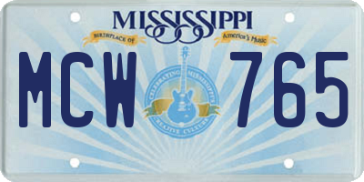 MS license plate MCW765