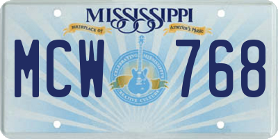 MS license plate MCW768