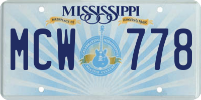 MS license plate MCW778