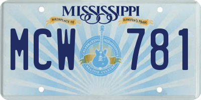 MS license plate MCW781