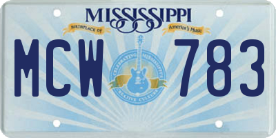 MS license plate MCW783