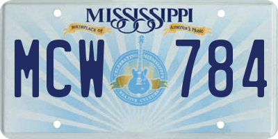 MS license plate MCW784