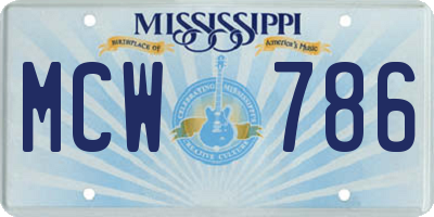 MS license plate MCW786