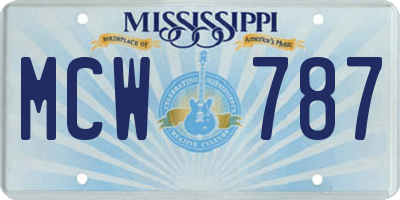 MS license plate MCW787