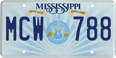 MS license plate MCW788