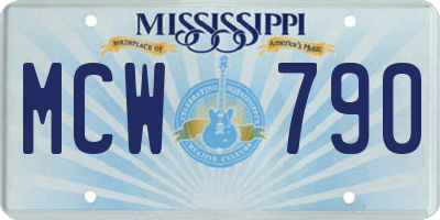 MS license plate MCW790